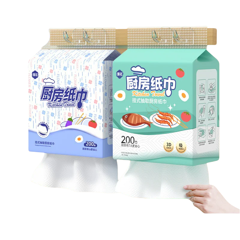 【4 Packs / Box】ManHua 2-Ply 200 Sheets Kitchen Towel Paper / Hanging Paper Towel / Wall-Mounted Napkin